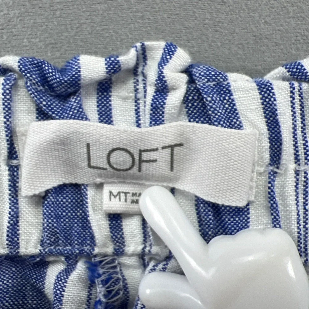LOFT Pants Womens MT Multi Striped High Rise Tapered Leg Cuffed Hem Drawstring